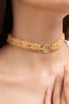 Shop_Joules By Radhika_Yellow Sanika Embellished Choker  _at_Aza_Fashions