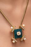 Shop_Joules by Radhika_Green Designer Anira Necklace _at_Aza_Fashions