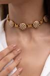 Shop_Joules by Radhika_Gold Plated Iranya Choker Set_at_Aza_Fashions