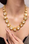 Shop_Joules By Radhika_Gold Plated Crystals Reyna Finish Necklace Set_at_Aza_Fashions