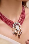 Shop_Joules By Radhika_Maroon Designer Ishira Necklace And Earrings Set _at_Aza_Fashions