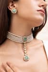 Buy_Joules By Radhika_Green Stones Designer Sitara Necklace Set _at_Aza_Fashions