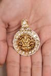 Shop_Joules By Radhika_Gold Plated Gemstones Shreena Temple Earrings _at_Aza_Fashions