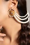 Buy_Joules By Radhika_Gold Plated Pearls, Gemstones Finish Designer Pravya Earrings _at_Aza_Fashions