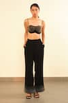 Buy_Somya Goyal_Black Viscose, Polyester, Spandex Celestial Edge Trousers _at_Aza_Fashions