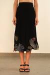 Somya Goyal_Black Viscose, Polyester, Spandex Embroidery Sculpted Skirt _Online_at_Aza_Fashions