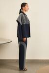 Somya Goyal_Blue Viscose, Polyester Collared Night Sky Layer Jacket _Online_at_Aza_Fashions