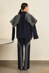 Shop_Somya Goyal_Blue Viscose, Polyester Collared Night Sky Layer Jacket _at_Aza_Fashions