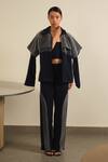 Buy_Somya Goyal_Blue Viscose, Polyester Collared Night Sky Layer Jacket _at_Aza_Fashions