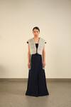Somya Goyal_Blue Viscose, Polyester, Spandex 3d Edge Skirt _Online_at_Aza_Fashions