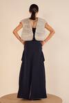 Shop_Somya Goyal_Blue Viscose, Polyester, Spandex 3d Edge Skirt _at_Aza_Fashions