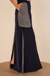Somya Goyal_Blue Viscose, Polyester, Spandex 3d Edge Skirt _Online