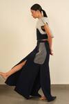 Shop_Somya Goyal_Blue Viscose, Polyester, Spandex 3d Edge Skirt _Online