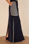 Somya Goyal_Blue Viscose, Polyester, Spandex 3d Edge Skirt 