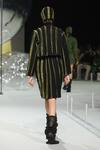 Shop_Somya Goyal_Black Viscose, Polyester, Spandex High Neck Striped Cropped Jacket _at_Aza_Fashions