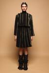Shop_Somya Goyal_Black Viscose, Polyester, Spandex Striped Skirt 