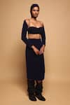 Buy_Somya Goyal_Blue Viscose, Polyester, Spandex Lumen Skirt _Online_at_Aza_Fashions