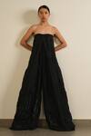 Somya Goyal_Black Polyester Hand Woven Noir Jumpsuit _Online_at_Aza_Fashions