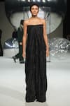 Somya Goyal_Black Polyester Hand Woven Noir Jumpsuit _at_Aza_Fashions