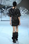 Shop_Somya Goyal_Black Silk, Polyester V-neck Handmade Blush Dress _at_Aza_Fashions