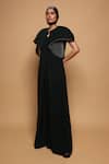Buy_Somya Goyal_Green Viscose, Polyester, Spandex Collared Forest Transformed Jumpsuit _Online_at_Aza_Fashions