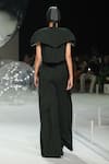 Shop_Somya Goyal_Green Viscose, Polyester, Spandex Collared Forest Transformed Jumpsuit _at_Aza_Fashions