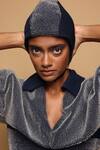 Somya Goyal_Blue Viscose, Polyester, Spandex Collared Night Sky Layer Top _at_Aza_Fashions
