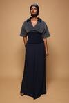 Somya Goyal_Blue Viscose, Polyester, Spandex Front Button-up Trouser _Online_at_Aza_Fashions