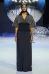 Shop_Somya Goyal_Blue Viscose, Polyester, Spandex Front Button-up Trouser _Online_at_Aza_Fashions