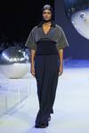 Buy_Somya Goyal_Blue Viscose, Polyester, Spandex Front Button-up Trouser _at_Aza_Fashions