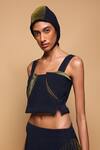 Buy_Somya Goyal_Blue Viscose, Polyester, Spandex Square Neck 3d Contour Top _at_Aza_Fashions