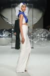 Somya Goyal_White Viscose, Polyester, Spandex Volt Slit Skirt _at_Aza_Fashions
