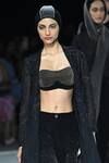 Somya Goyal_Black Viscose, Organza Open Neck Mystic Trench Shirt Jacket _Online_at_Aza_Fashions