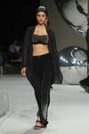 Shop_Somya Goyal_Black Viscose, Organza Open Neck Mystic Trench Shirt Jacket _at_Aza_Fashions