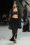 Buy_Somya Goyal_Black Viscose, Organza Open Neck Mystic Trench Shirt Jacket _at_Aza_Fashions