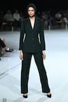 Buy_Somya Goyal_Green Viscose, Polyester, Spandex Collared Forest Armour Jacket _at_Aza_Fashions