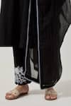 Priya Chaudhary_Black Cotton Embroidery Split V-neck Machine Kurta Set _Online_at_Aza_Fashions