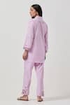 Shop_Priya Chaudhary_Pink Cotton Embroidery, Cut Work Collared Machine Kurta Pant Set _at_Aza_Fashions