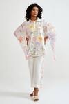 Buy_Rainas_Pink Cotton, Linen Lace Collared Checkered Bloom Shirt Set _at_Aza_Fashions