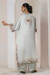 Shop_Saahiil Kapoor_Mint Linen, Satin Embroidery Square , Round Crop Top Pant Set _at_Aza_Fashions
