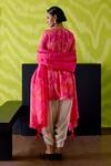 Shop_Deep Thee_Fuchsia Crepe, Silk, Organza Zari Round Neck Pink Floral Anarkali Set _at_Aza_Fashions