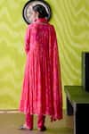 Shop_Deep Thee_Fuchsia Crepe, Silk, Chanderi Sequins Round Floral Print Gather Anarkali Set _at_Aza_Fashions
