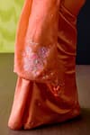 Shop_Deep Thee_Orange Organza, Silk Embroidery, Applique Sweetheart Neck Rust Saree Set _Online_at_Aza_Fashions