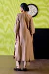 Shop_Deep Thee_Brown Chanderi, Organza Embroidery, Applique Mocha Straight Kurta And Pant Set _at_Aza_Fashions