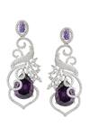 Shop_Nazaakat By Samara Singh_Purple American Diamond Earrings _at_Aza_Fashions