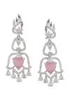 Shop_Nazaakat By Samara Singh_Pink American Diamond Earrings _at_Aza_Fashions