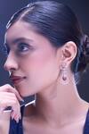 Samyukta Singhania_Red Ruby American Diamond Earrings _at_Aza_Fashions