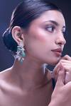 Nazaakat By Samara Singh_Green American Diamond Leaf Earrings _Online_at_Aza_Fashions