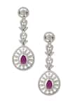 Shop Nazaakat By Samara Singh Red Ruby American Diamond Earrings at Aza Fashions Shop_Nazaakat By Samara Singh_Red Ruby American Diamond Earrings _at_Aza_Fashions