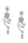 Shop_Nazaakat By Samara Singh_Pink Imitation Diamonds American Earrings _at_Aza_Fashions